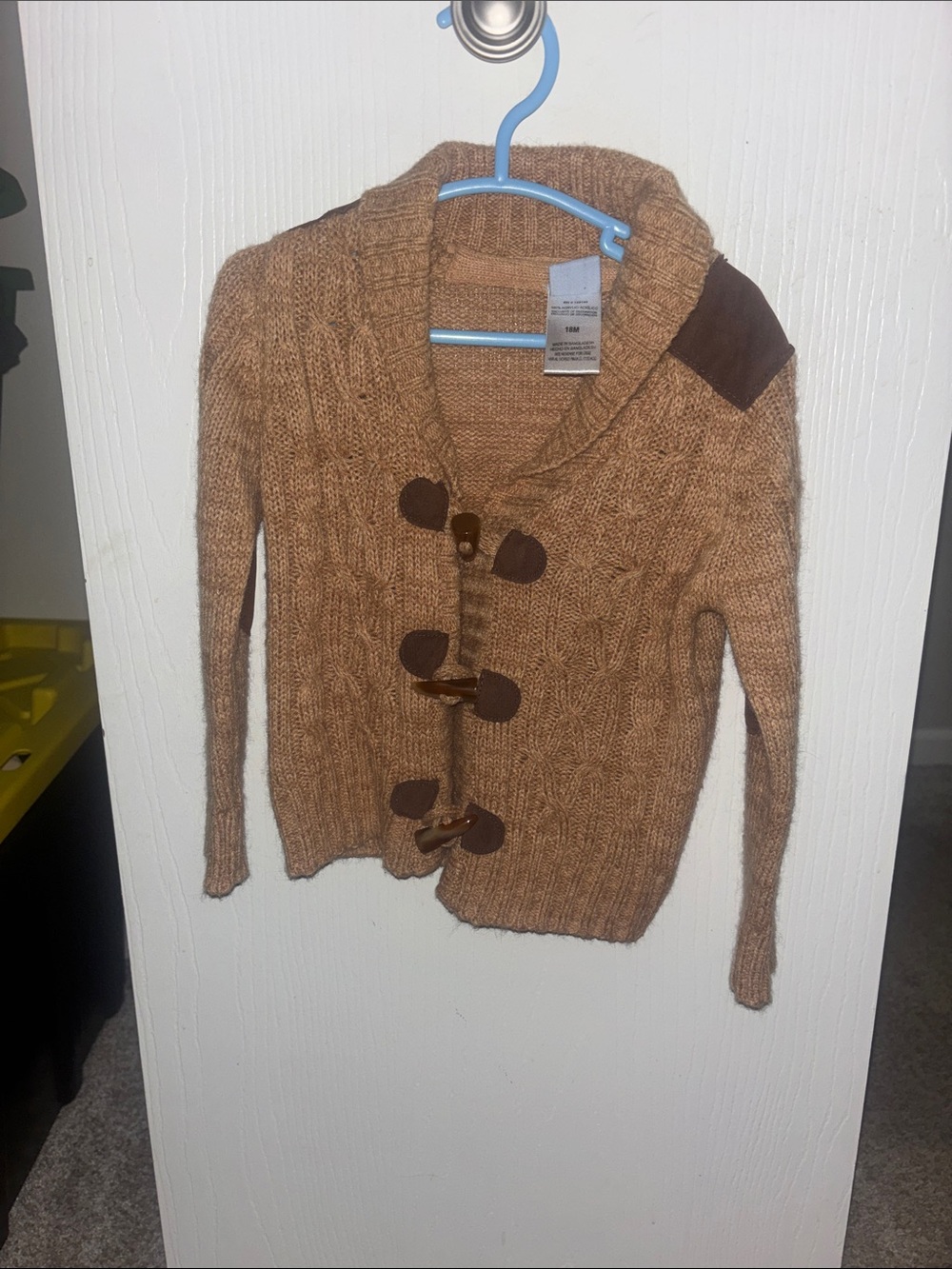 Kids Camel Toggle Knit Cardigan Sweater